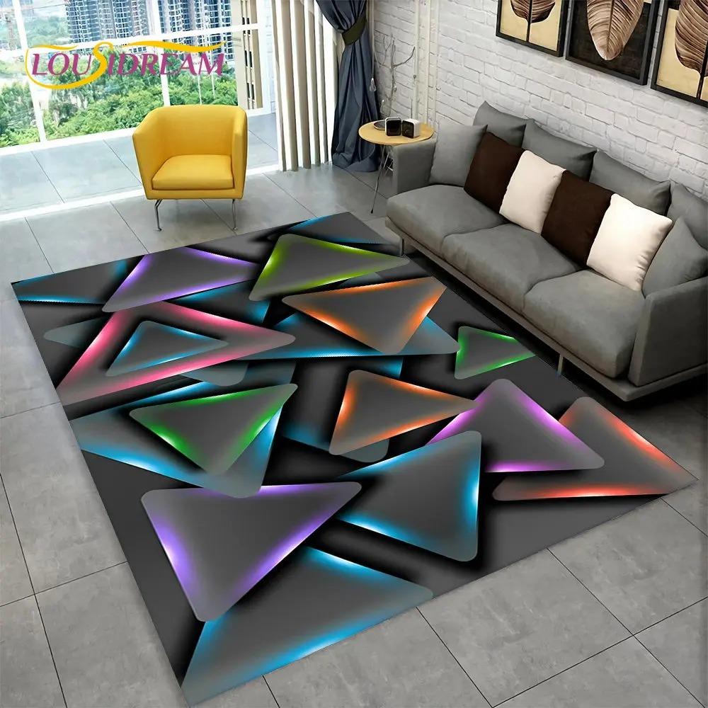 3D Abstrakt Modern Geometrisch Illusion Teppich, Teppich für Wohnzimmer Schlafzimmer Sofa Fußmatte Dekor Kinderspiel Rutschfeste Bodenmatte