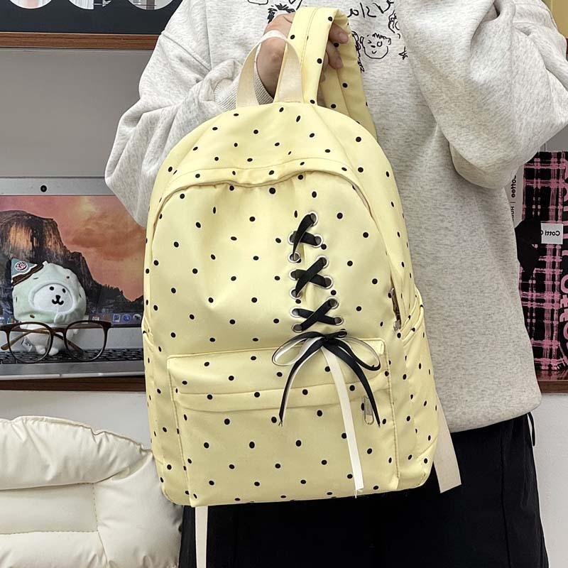 Schoolbag Girl's heart Atmosphere School bag Junior high school student High school student polka dot printing New backpack Travel light backpack