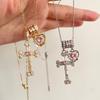 Sparkling Zircon Heart Cross Layered Necklace - Trendy, Versatile Clavicle Chain Accessory for Women