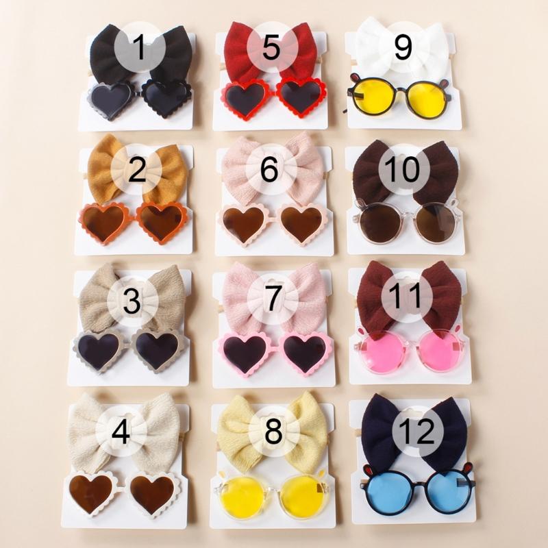 Baby Girls Headband Sunglasses Decor Kit Children Kids Supplies Seaside Beach- Accessories Bows Hair Band & Sunglasses