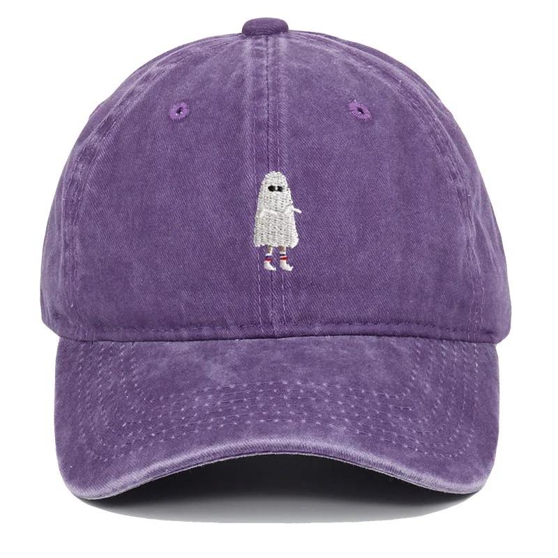 Halloween Ghost Embroidery Baseball Cap Adjustable Lightweight Motorcycle Helmet Style Headwear For Various