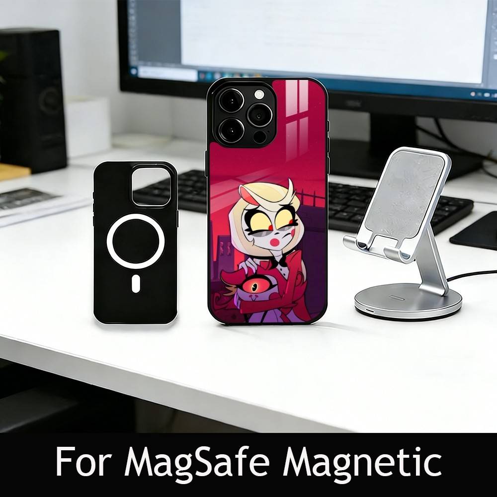 H-Hazbin C-Charlie Phone Case For iPhone17,16,15,14,13,12,11 Plus,Pro Magnetic with Magsafe Wireless Charging