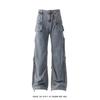 JYL Mens Jeans Vintage Washed Dirty High Street Hip-hop Loose Denim