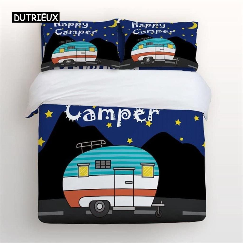 Poszwa na kołdrę do kampera Motyw podróży Zestaw pościeli Kreskówkowe zwierzęta Camping Poszwa na kołdrę Pełny Król Dla nastolatków Dorosłych Prezenty dla kamperów