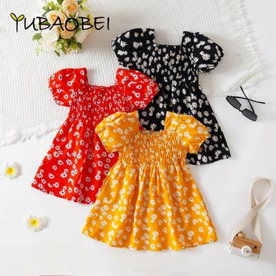 2024 Summer Infants Clothing Fashion Printed Dress Girls Short Sleeve Floral Skirt Daisy Dress Baby Princess Birthday Dress