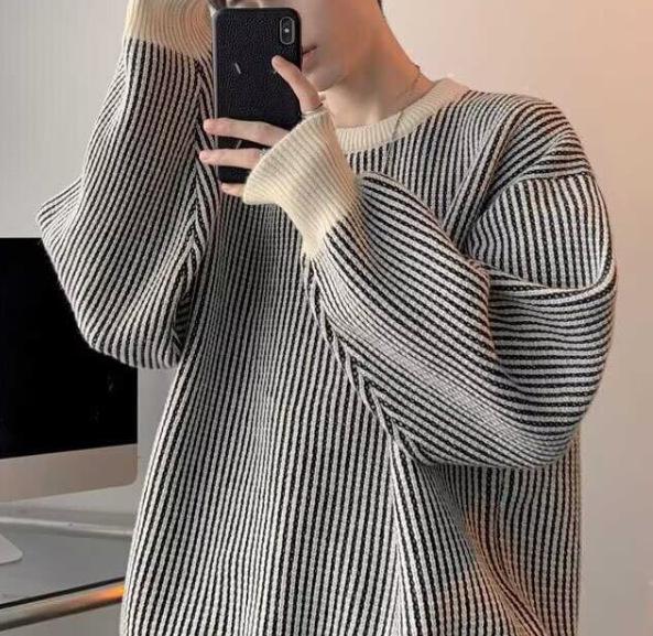 

Men s Harajuku Style Long Sleeve Sweater - Trendy and Versatile XL білий