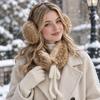 Adjustable Faux Fur Scarf Deer Print Ear Muffs New Plush Neck Warmer  Women