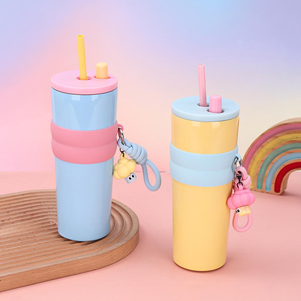 New Creative High Appearance Level Stainless Steel Thermos Cup Portable Rope Portable Car Cup Outdoor Straw Ice Bully Cup