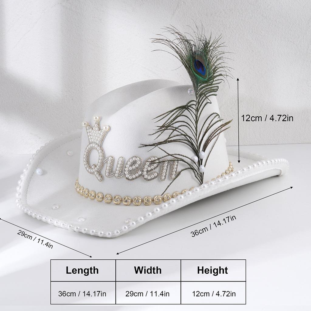 Popular Ladies Vacation Hat Gold Rhinestones Elegant Feather Accessories Pearl Letters Wedding Party Celebration