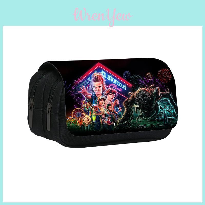 Stranger Things Nylon Pen Bag With Dual Compartments For School And Office Supplies