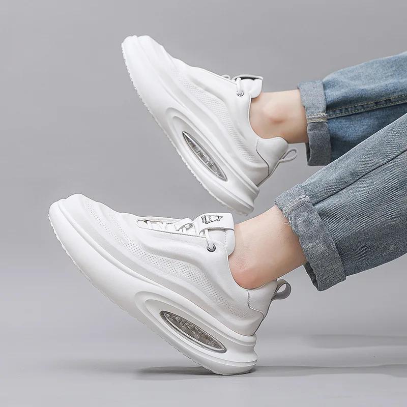 Pánské boty z pravé kůže Módní trend Zvýšení Ležérní sportovní obuv Vzduchový polštář Luxusní tenisky Boty Pánské Kůže Originální