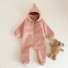 Baby Kleinkind Fleece Overall, Herbst Winter Baby Kapuzen Warm Reißverschluss Strampler Outfit für Jungen Mädchen