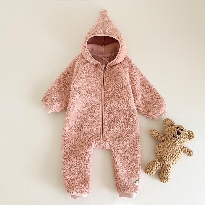 Baby Kleinkind Fleece Overall, Herbst Winter Baby Kapuzen Warm Reißverschluss Strampler Outfit für Jungen Mädchen