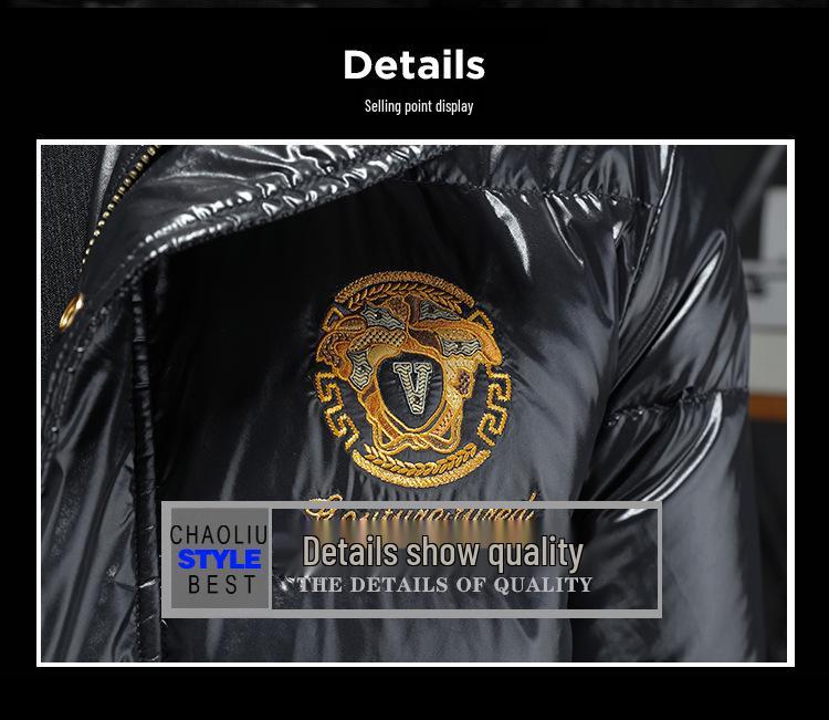 Trendige weiße Herren-Daunenjacke mit heller Oberfläche (Modell 2025) – Dick gefütterter und leichter Wintermantel