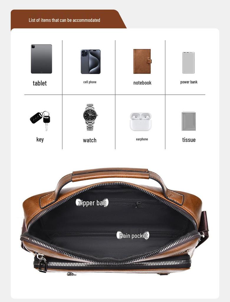 Men's Large Capacity Business Casual Commuter Crossbody Bag