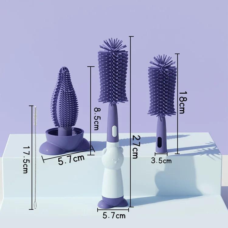 

Щетка для детских бутылочек Три в одном Многофункциональная жидкая мягкая силиконовая щетка для бутылочек 360 градусов Детские силиконовые щетки для чистки чашек