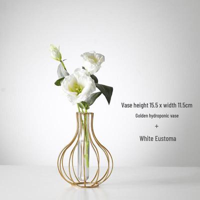Modern, Luxury Glass Hydroponic Vase Perfect for Living Room Decor with Artificial Flowers.