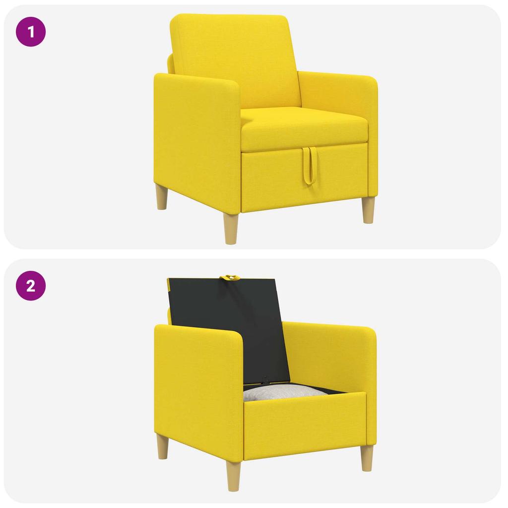 Sofa with Storage Light Yellow 72 X 78 X 87 Cm Polyester