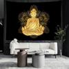 Goldener Buddha-Wandteppich, Wandbehang, psychedelisch, geheimnisvoll, Hippie-Tapies, böhmische Wohnzimmer-Heimdekoration