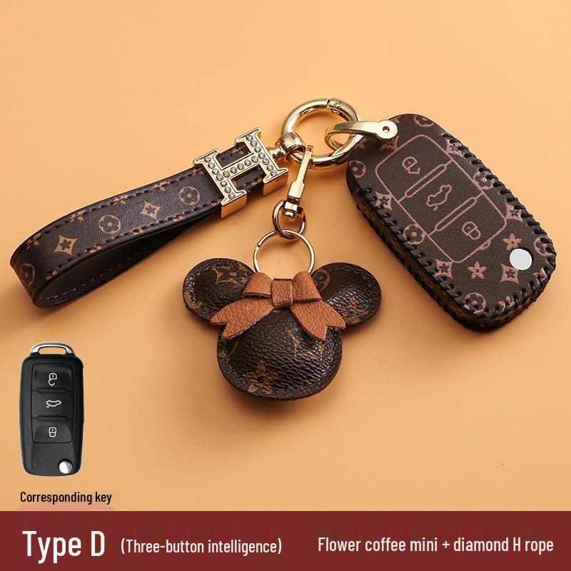 Volkswagen Car Key Cover for Sagitar, Bora, Lavida, T-Roc, Tiguan L, Golf 8, Tayron, POLO with Women's Bag Buckle