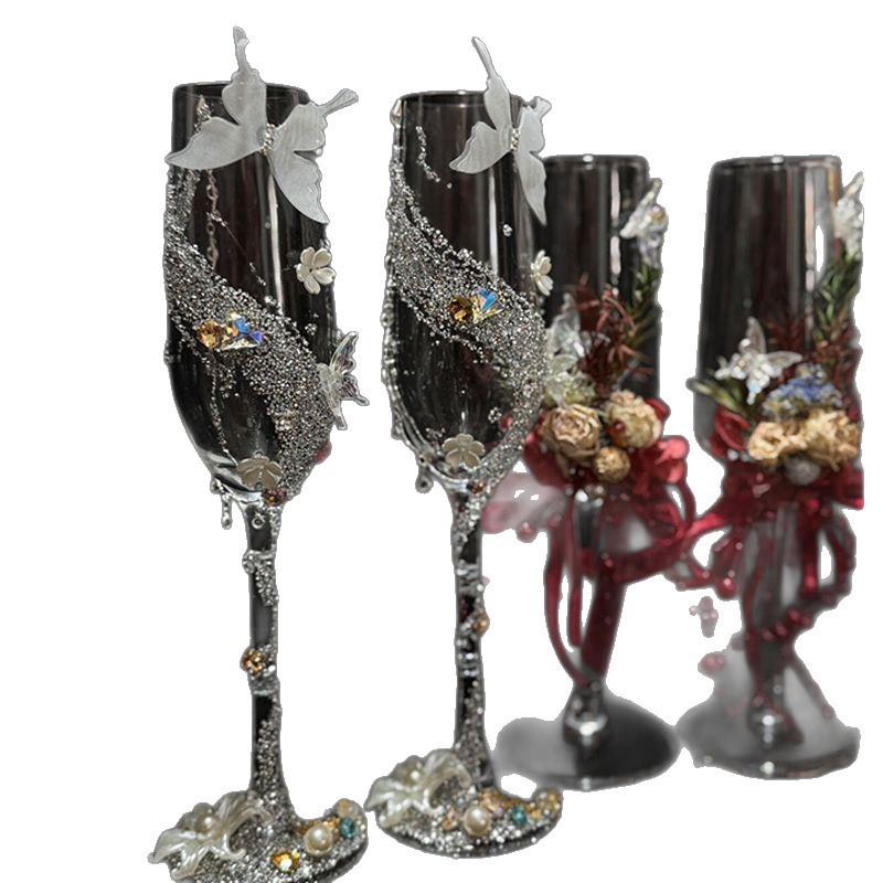 Handgefertigtes DIY Hochzeits-Sektgläser Set - Sektgläser & Verlobungsdekoration Geschenk für Mädchen