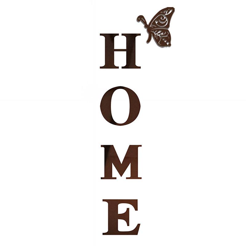 1 Set Acrylic 3D Family Slogan Self-Adhesive Wall Sticker DIY Mirror Home Decor HOME Removable English Alphabet