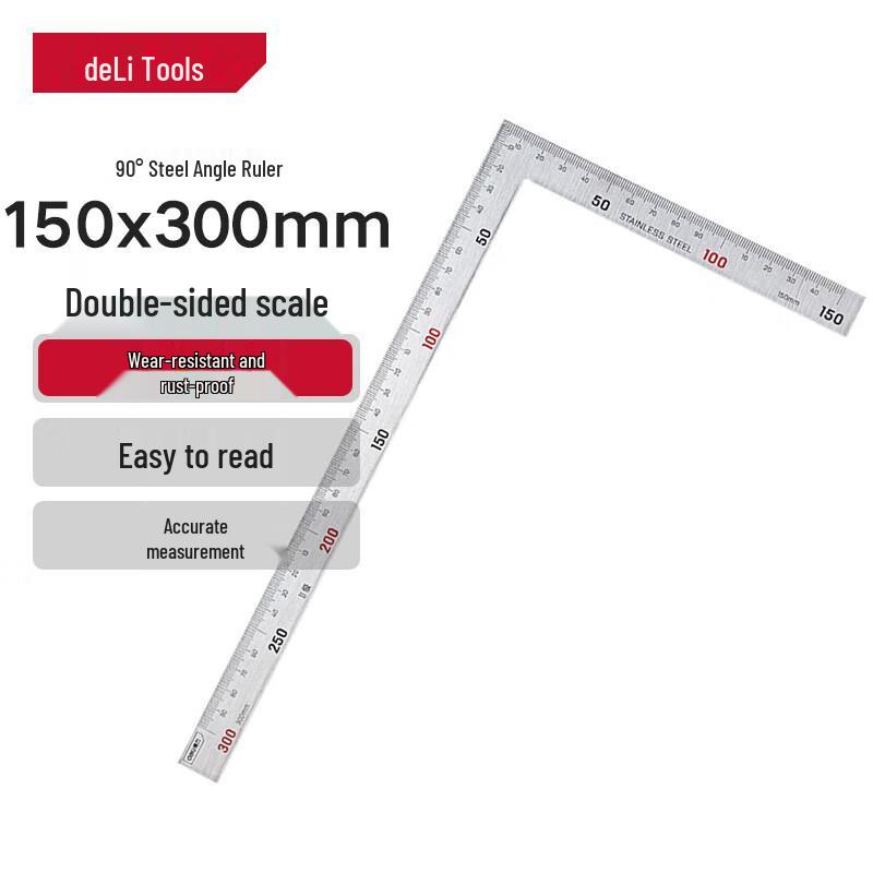 Deli Stainless Steel Right Angle Square Ruler