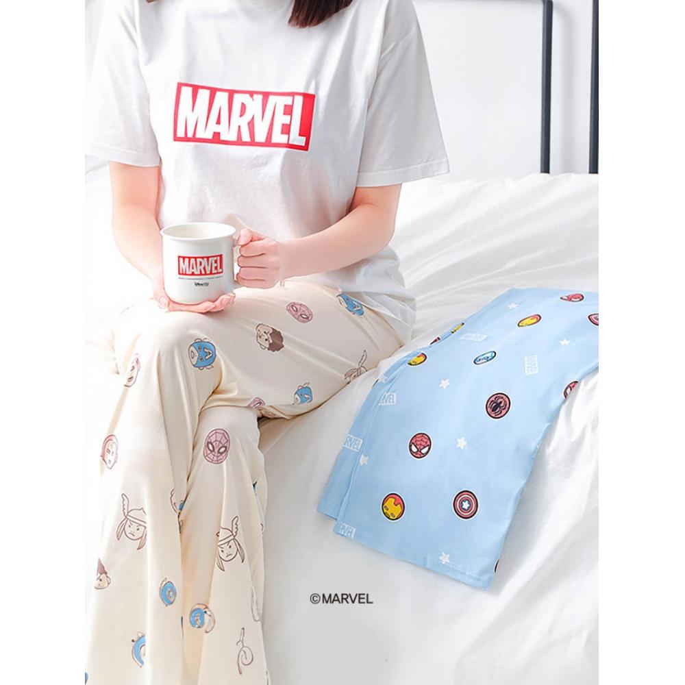 Daiso MarveL Pattern Pajama Pants L Blue Marvel (character mix)