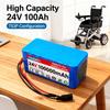 High Capacity 7S3P 24V 100Ah Lithium Battery for Wheelchairs 21700 100000mAh Rechargeable Pack with 29.4V 2A Fast Charger