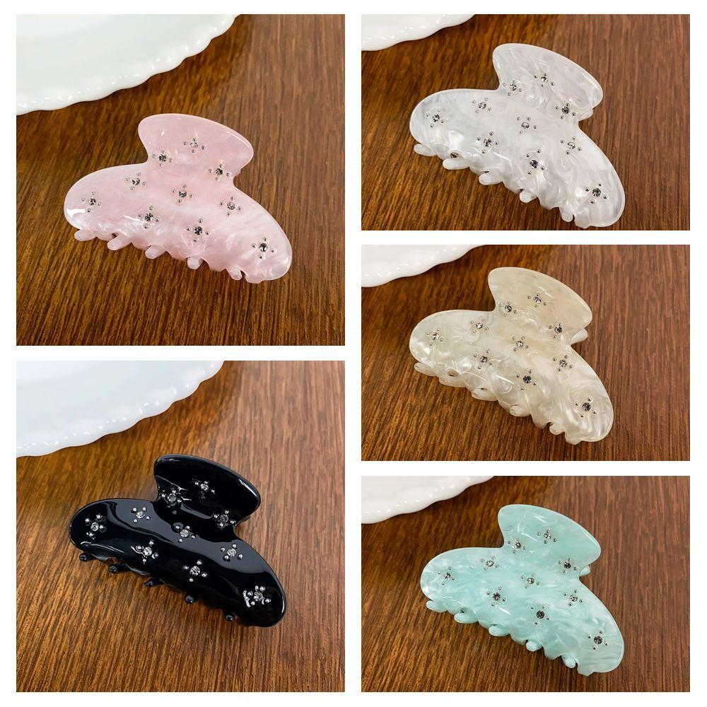 Rhinestone Transparent Acetate Hair Claw Butterfly Rhinestone Hair Claw  Streetwear