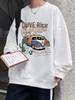 Men's American Trendy Crewneck Pullover Hoodie - Autumn High Street Print, Loose Fit, Lazy Style Long Sleeve Top