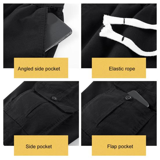 Knee Length Shorts Elastic Waist Sports Straight Cool Streetwear Men Clothes