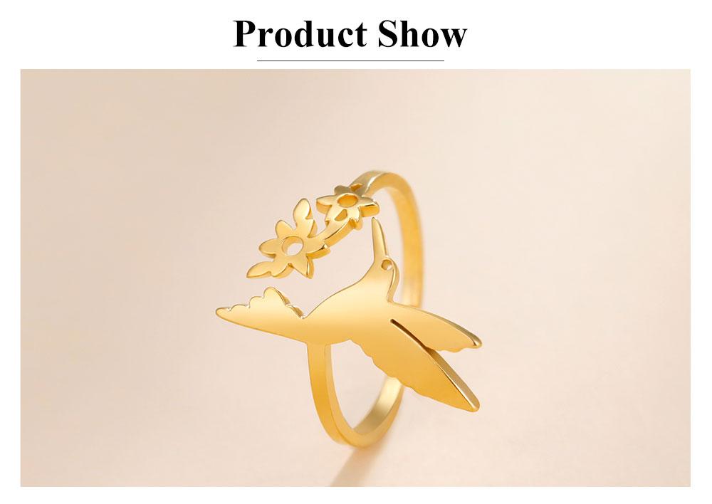 Cazador Bird Flowers Leaves Rings for Women Stainless Steel Jewelry Animal Open Finger Ring Birthday Anniversary Gift Wholesale