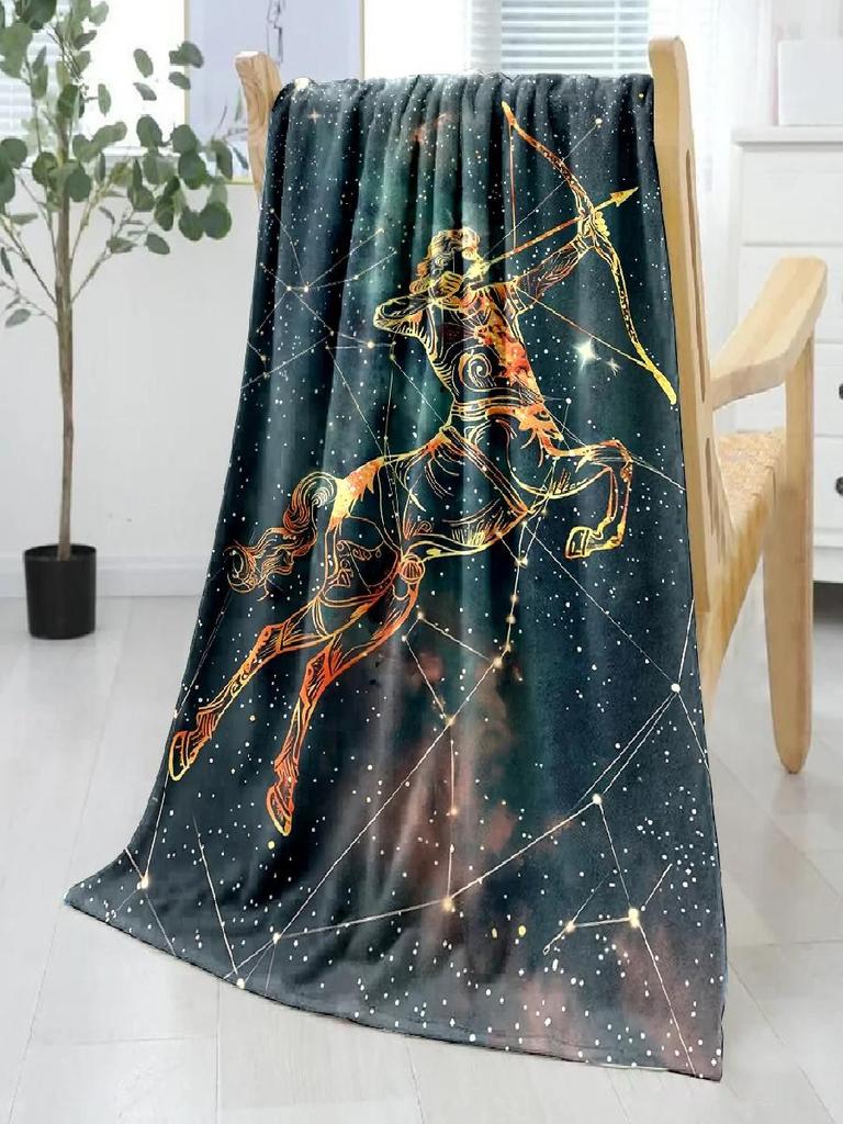 Starry Night Zodiac Sagittarius Print Throw Blanket  Soft Reversible Flannel for All Seasons  Perfect for Bed Sofa Camping