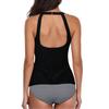 Women High Waist Tankini Swimsuit Two Piece Bathing Suit with Back Cutout and Tummy Control Design for Beach Pool Swimwear