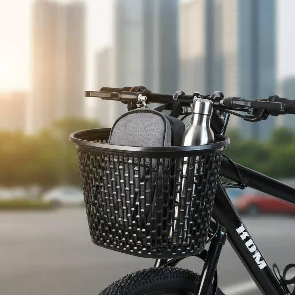 Plastic Cycle Basket Foldable Handlebar Basket Large Capacity Sturdy For Commuting