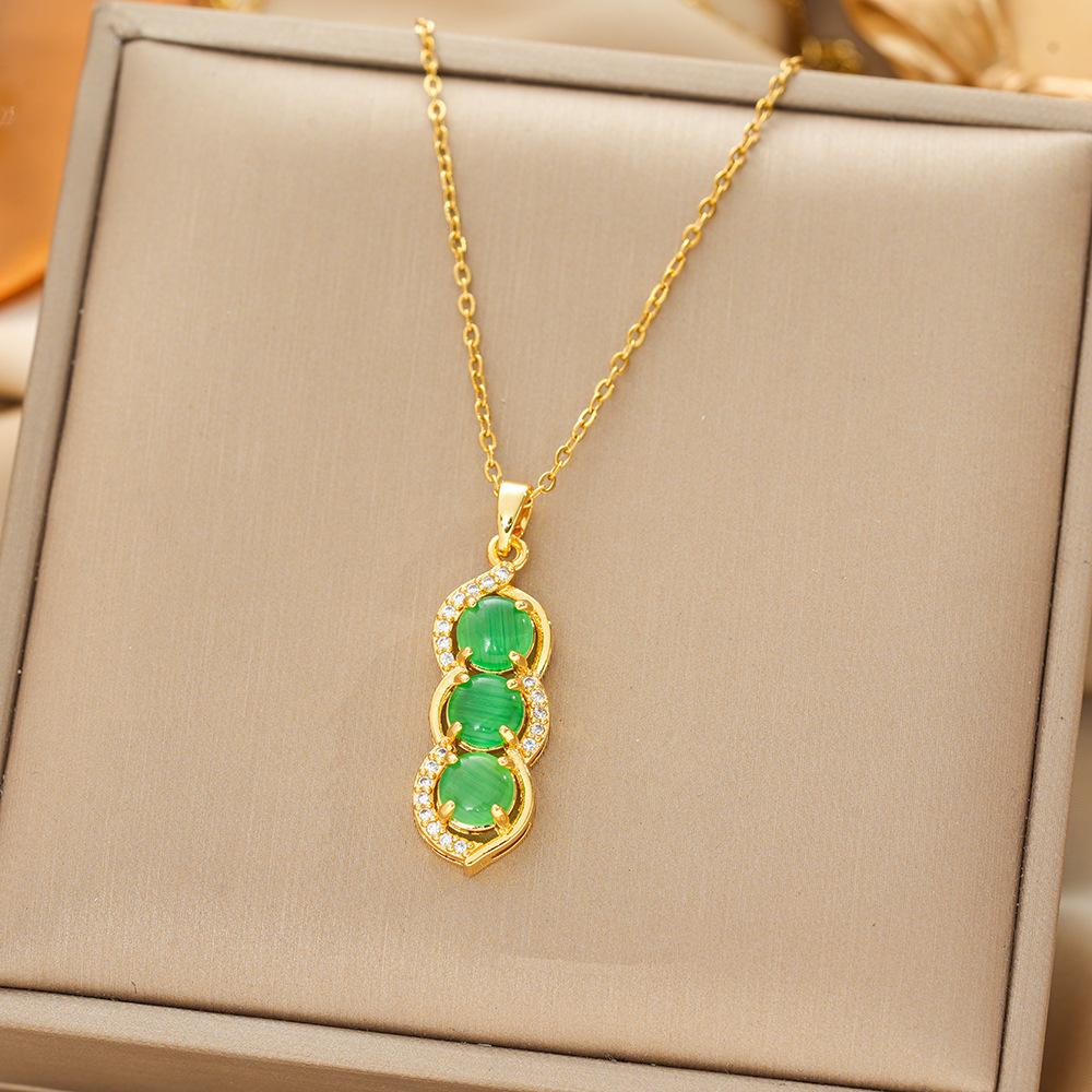 Japan and South Korea Simple Popular Wind Titanium Steel Necklace Female Niche Exquisite Internet Celebrity Zircon Clavicle Chain High-end Jewelry