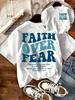 Faith Over Fear Motivational Graphic Women's T-shirt Summer Daily Wear Double-sided Print Casual Crew Neck Short Sleeve Top