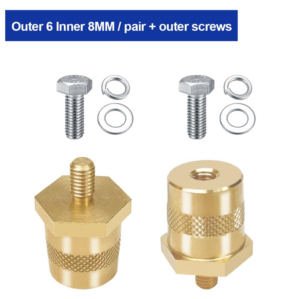2X M6 M8 Thread Positive Negative Battery Post Connector Terminal Adapter Battery Pole Adapter Brass Battery Terminal Connector