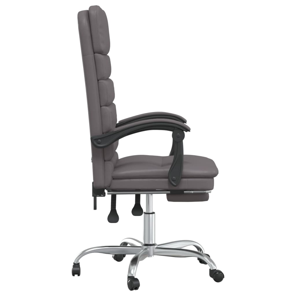 Massage Office Chair with Reclining Function Gray Artificial Leather