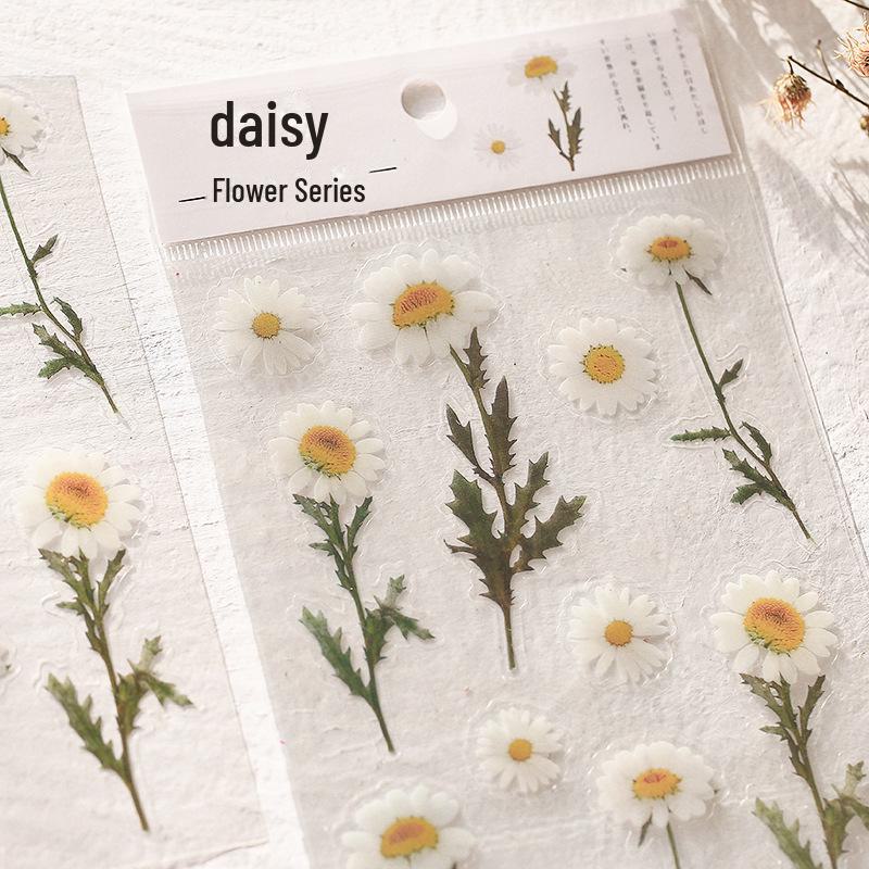 Herr. Papier PET Aufkleber: Blumenserie - 6 frische Designs zur DIY-Handbuchdekoration