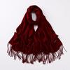 Imitation Cashmere Tassel Scarf - Chinese Red, Ideal for Autumn/Winter Celebrations, Company Events, and Parties with Custom Printed Logo