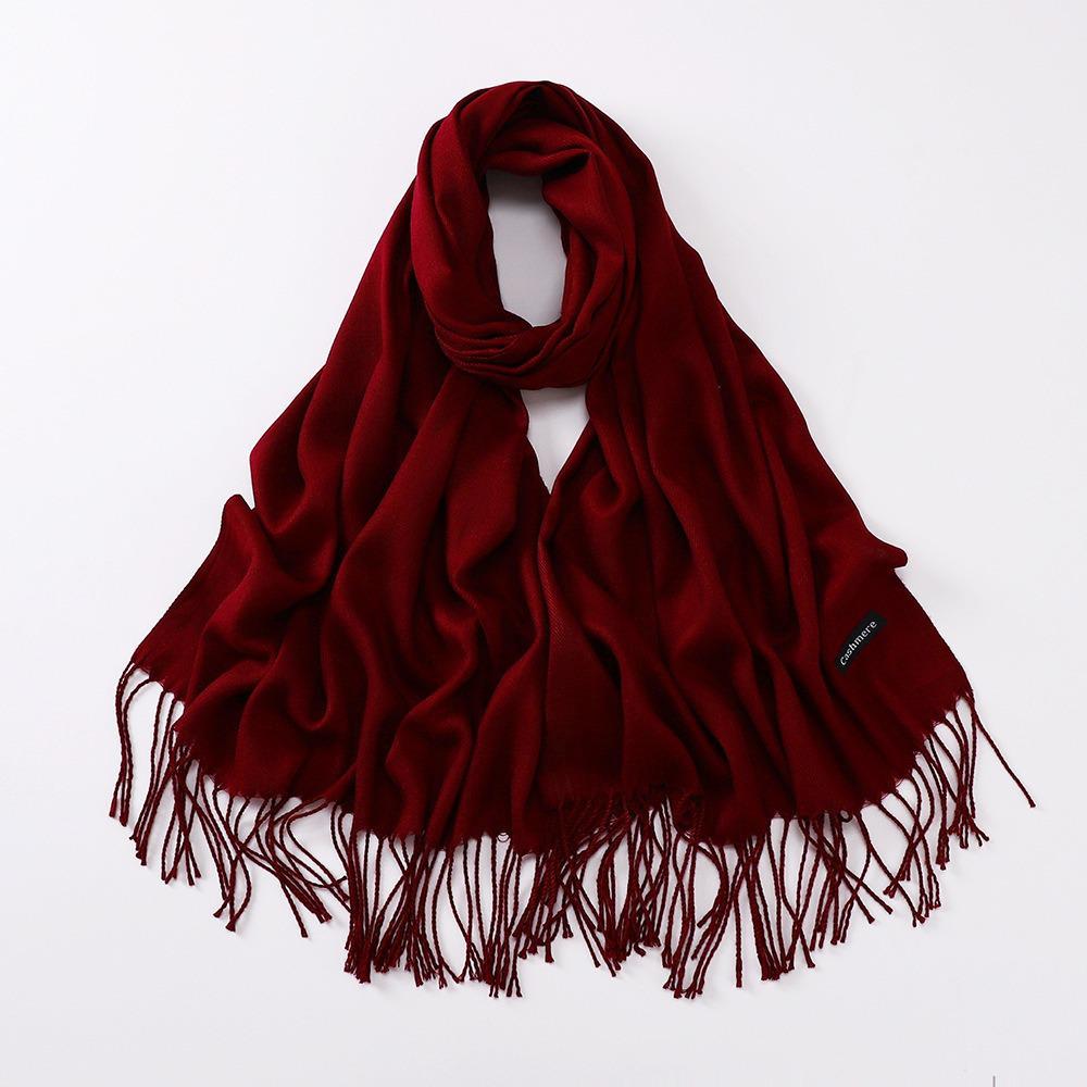 Imitation Cashmere Tassel Scarf - Chinese Red, Ideal for Autumn/Winter Celebrations, Company Events, and Parties with Custom Printed Logo