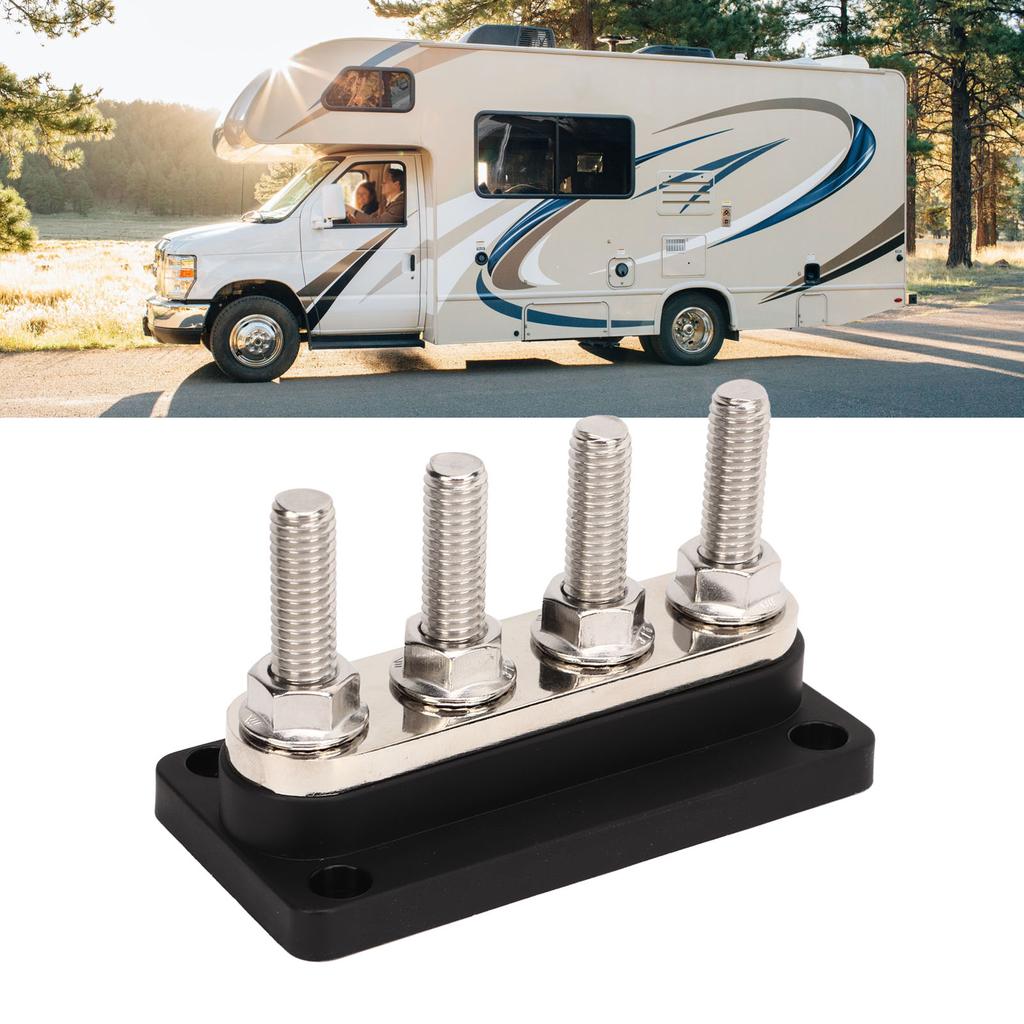 4-biegunowy blok dystrybucji mocy z bolcami 3/8 cala M10 Szyna zbiorcza akumulatora z osłoną 12V do 48V 300A do samochodów, łodzi, kamperów