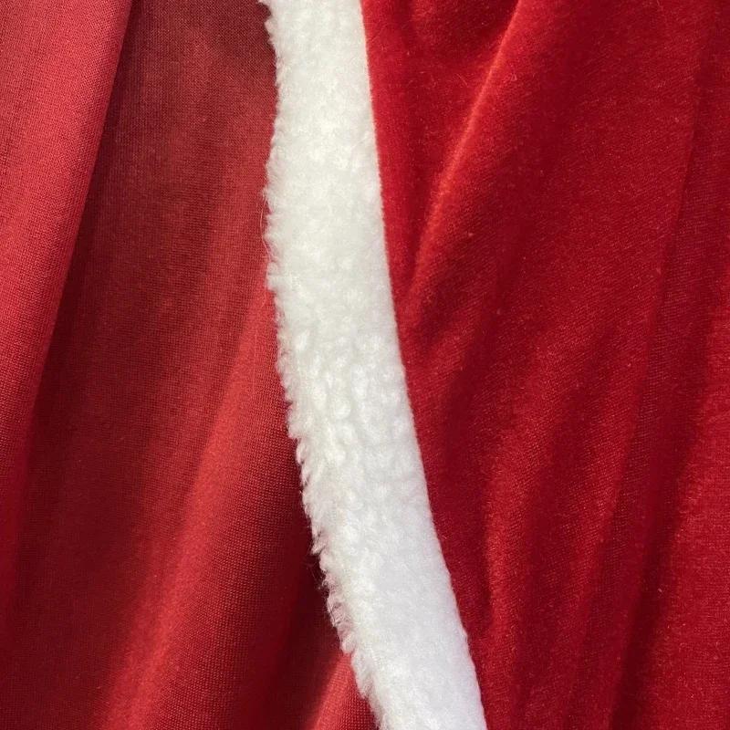 3PCS Christmas Shawl Cape Hooded Santa Claus Costume Christmas Performance Costume Red with Hat Cosplay Costume Winter Warm Coat