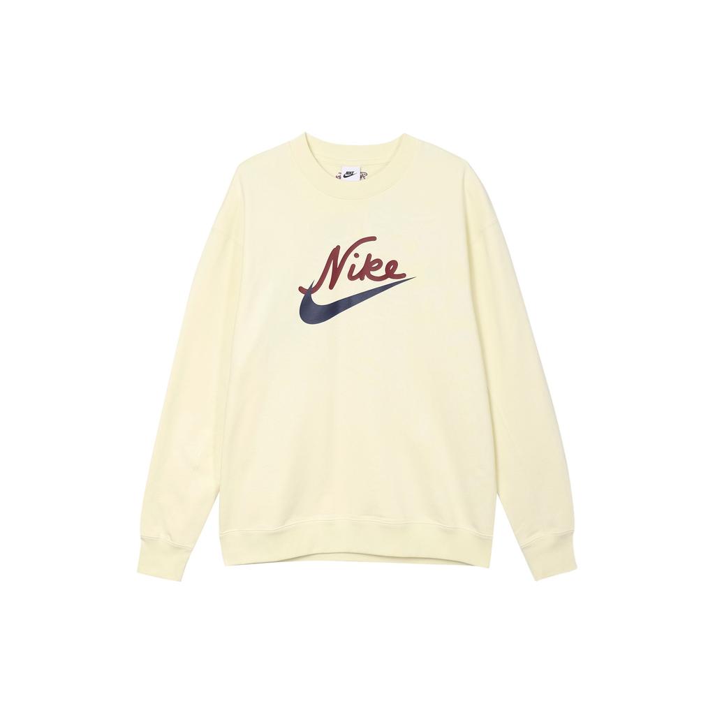 Nike Letter Logo Print Knit Sweatshirt Men Tops Beige FV9513-113