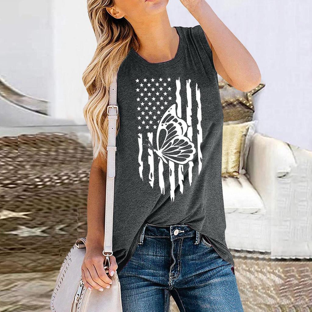 Lässiges, lockeres Tanktop für Damen mit Aufdruck „Independence Day Series“