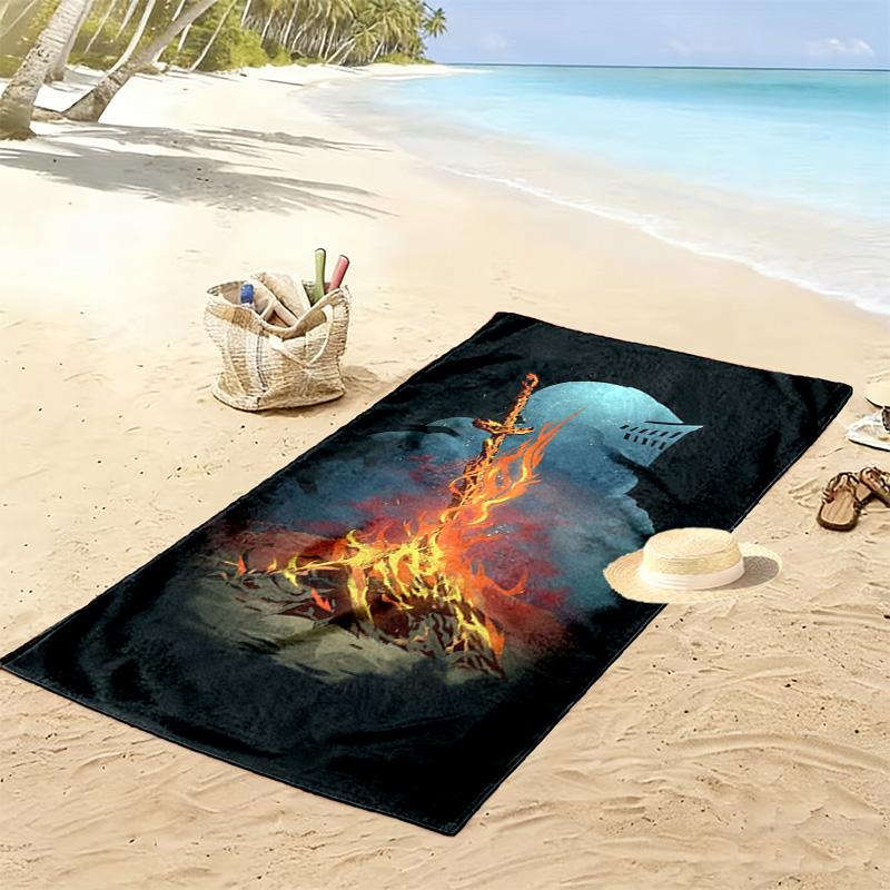 Dark Soul Print Beach Towel, Large Soft Quick Dry Towel for Beach Camping Swimming