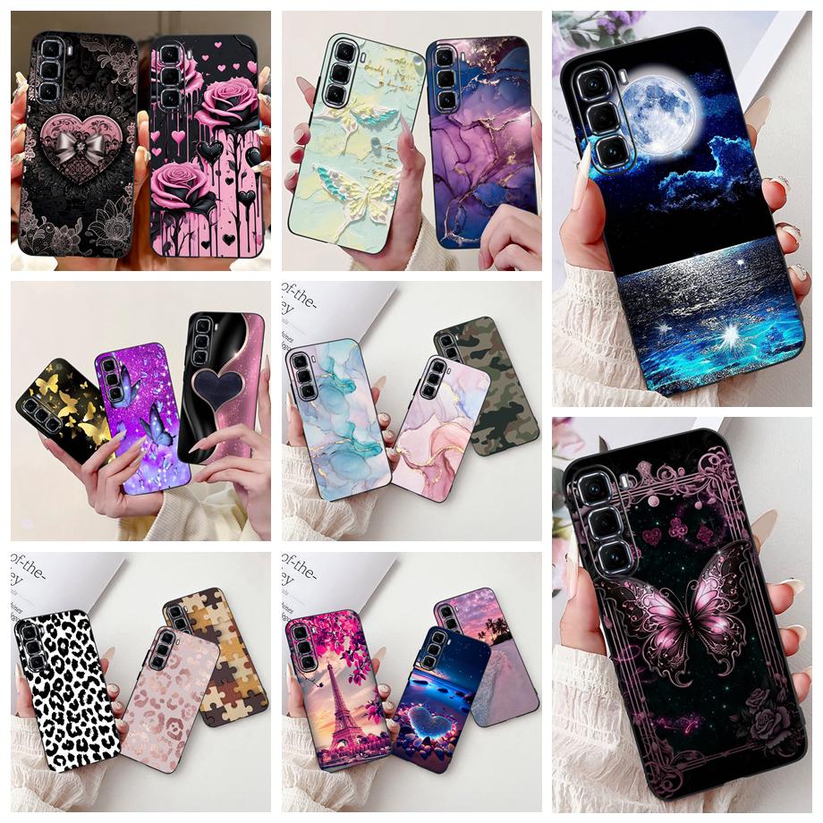 Soft Liquid Silicone Back Cover For Infinix Smart 9 HD Phone Case Infinix Hot 50 Pro+ Pro Plus Marble Gothic Style Cartoon Funda