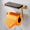 Toilet Paper Holder for Bathroom Solid Brass and Superior Hotel Style Tissue Roll Holder with Cell Phone Storage Gold Finish